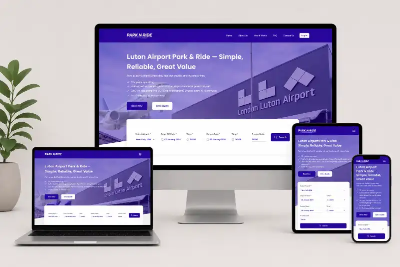 Park N Ride airport parking booking platform UI UX design created by SurfUX